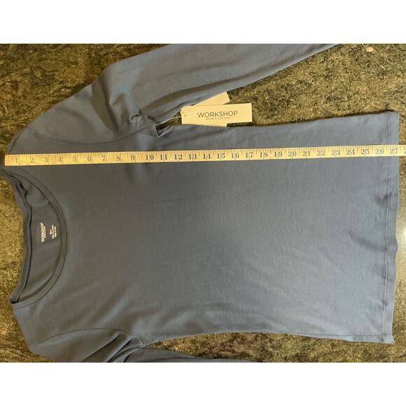 NWT WORKSHOP Republic Clothing sz L Pima cotton denim blue slim fit l/s t shirt - Picture 8 of 8